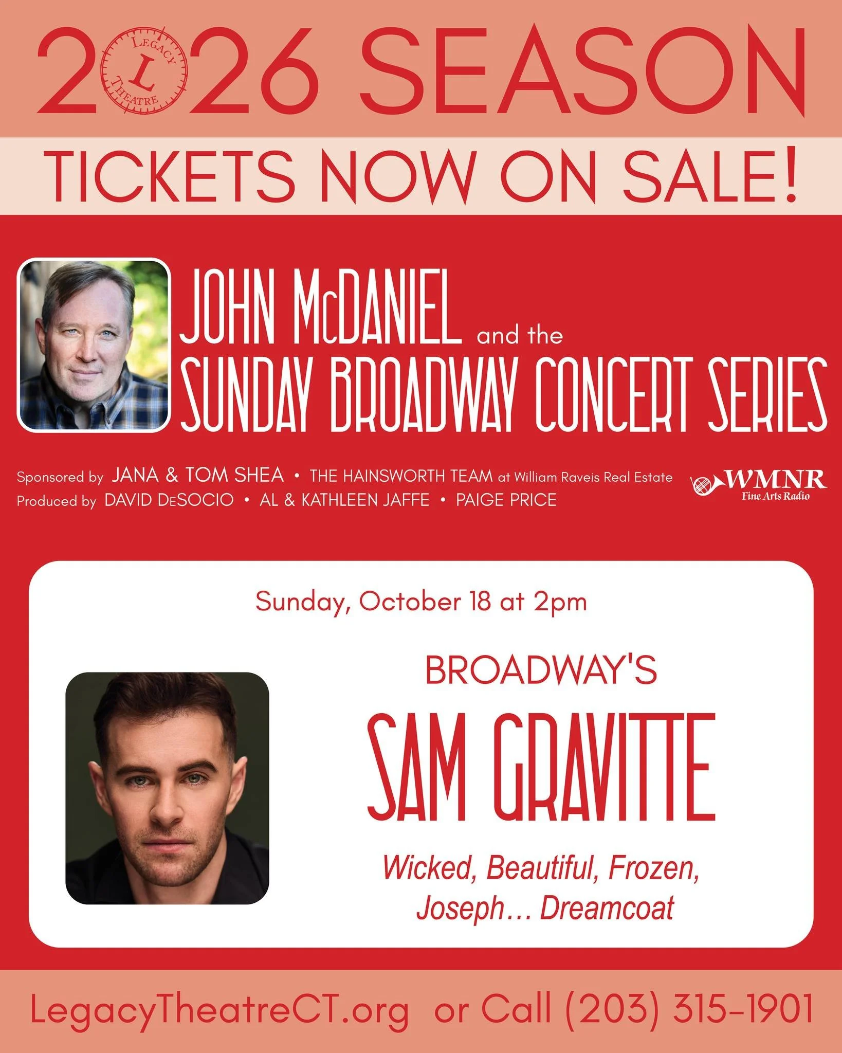 ✨We're excited to welcome @samgravitte, star of Wicked on Broadway, in the John McDaniel and the Sunday Broadway Concert Series on October 18. ✨

🎫Get tickets now at https://www.tix.com/ticket-sales/LegacyTheatre/6430/event/1452509

Sponsored by Jan