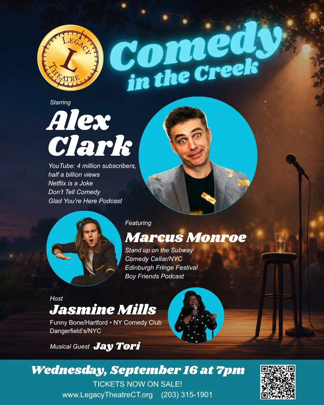 LAST CALL!

Only a handful of tickets remain for Comedy in the Creek starring @itsalexclark and special guests!

Join us THIS Wednesday, September 16 at 7PM.

Grab your now at https://www.tix.com/ticket-sales/LegacyTheatre/6430/event/1477496

@marcus