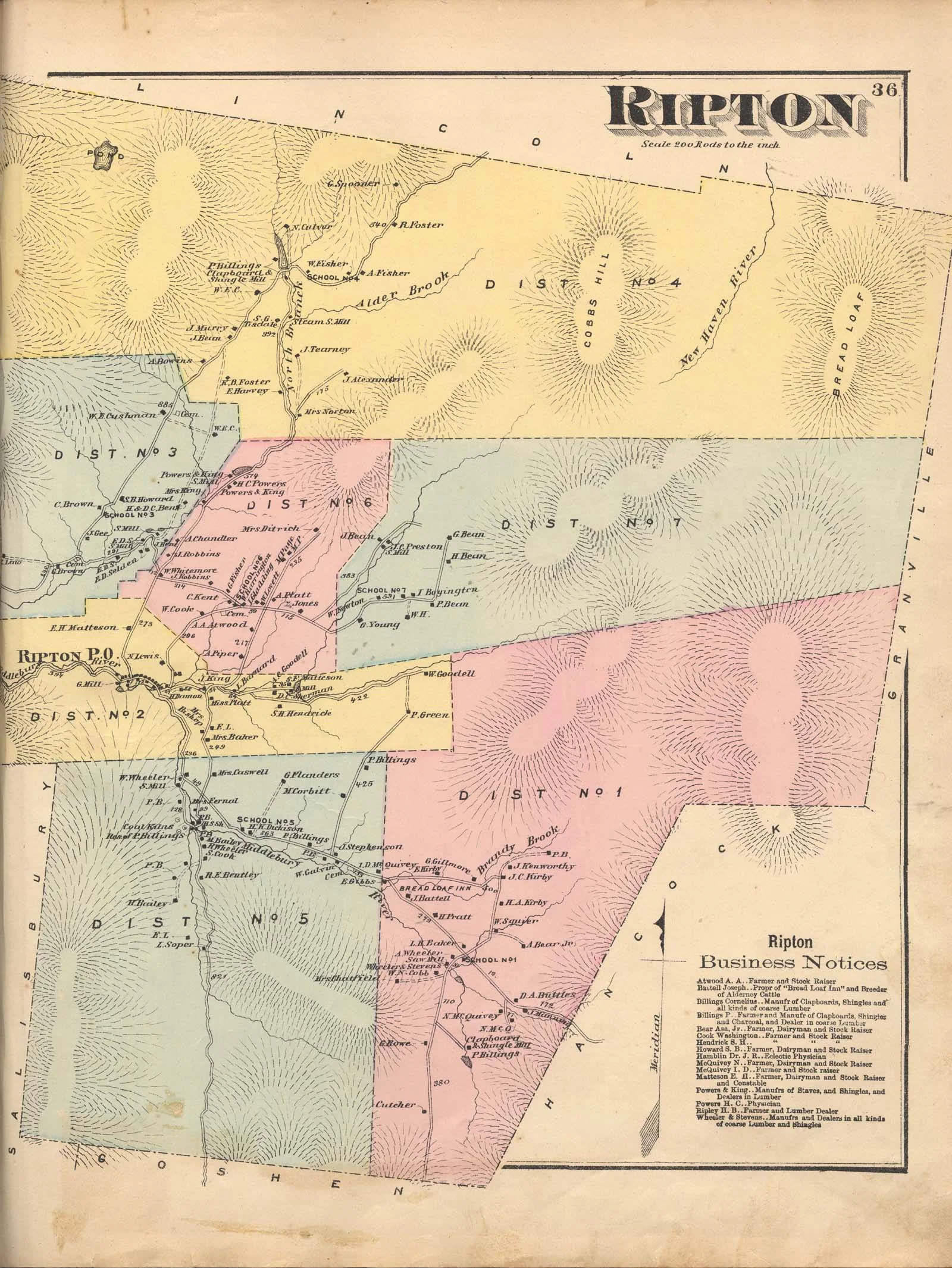  F. W. Beers Atlas of Addison County, Ripton Vermont.
 Middlebury College Special Collections, Middlebury, Vermont