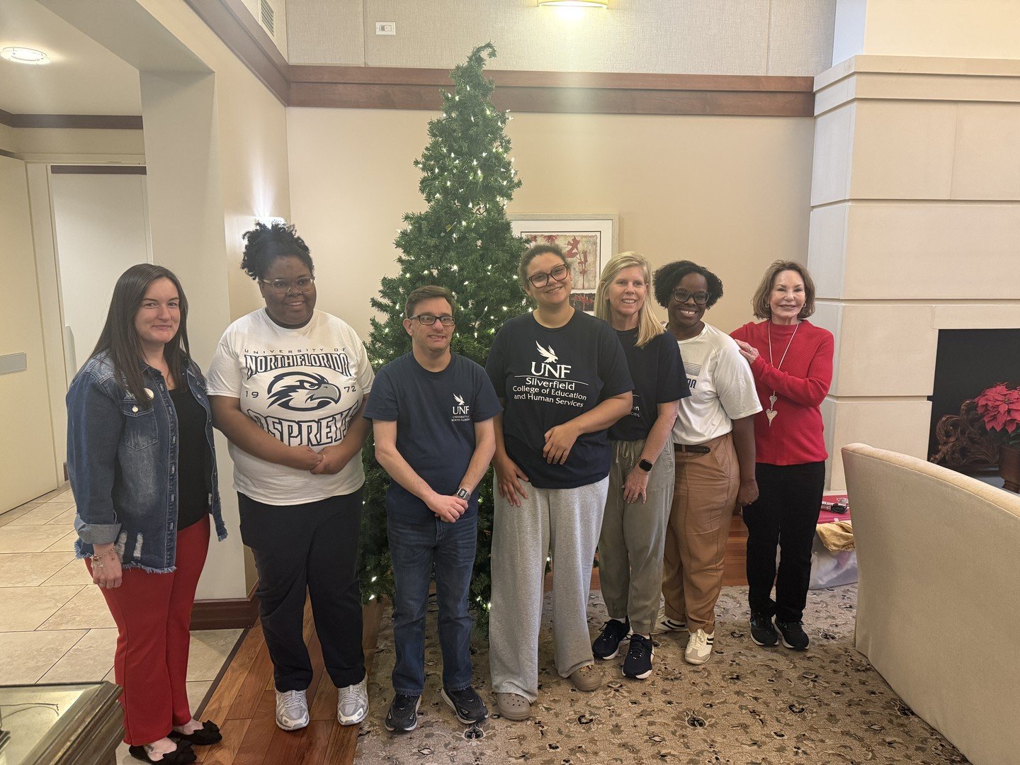 The holidays are officially underway at Gabriel House! 🎄💫 UNF students and Laine Silverfield helped us light up every tree in the house, and we&rsquo;re so grateful for their helping hands and joyful spirit.
