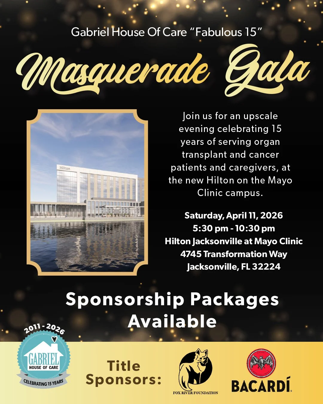 Fifteen incredible years of serving our community is truly something to celebrate!

If you&rsquo;d like to attend our Gala and make an even bigger impact, we offer Bronze, Silver, and Gold Sponsorships - perfect for those looking to create a lasting 