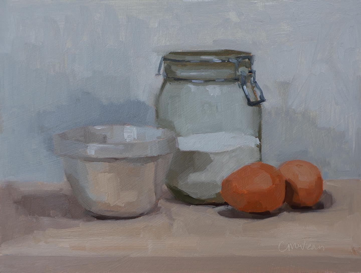 A close up of this painting from earlier in the year. Painted using the Zorn palette of 4 colours (titanium white, yellow ochre, cadmium red &amp; ivory black) it was such an interesting exercise in the range of colour you can get with a limited pale