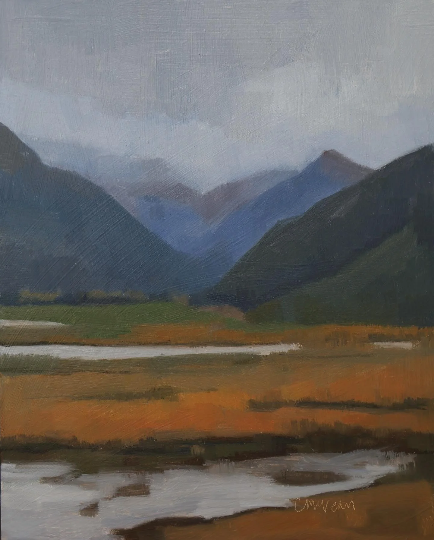 Something different.

I love landscape paintings but rarely paint them myself. For this painting I worked from a photo taken on an Autumn day in Glenorchy when we were living in New Zealand. 

We managed to travel round during our time over there and
