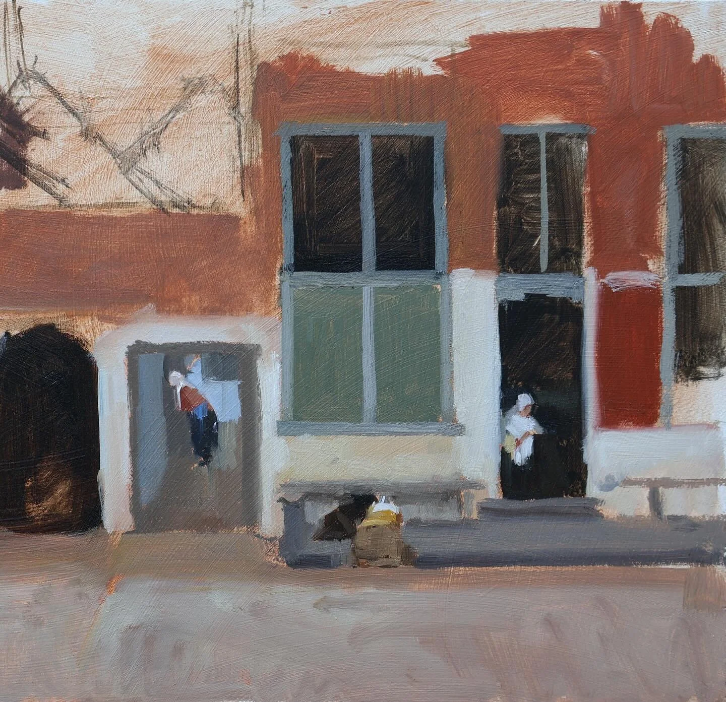 Studying Vermeer.

Vermeer is one of my favourite artists; I feel hugely emotional and inspired when I look at his paintings. This week I had a go at copying a part of his painting &lsquo;The Little Street&rsquo; and I found the process fascinating. 