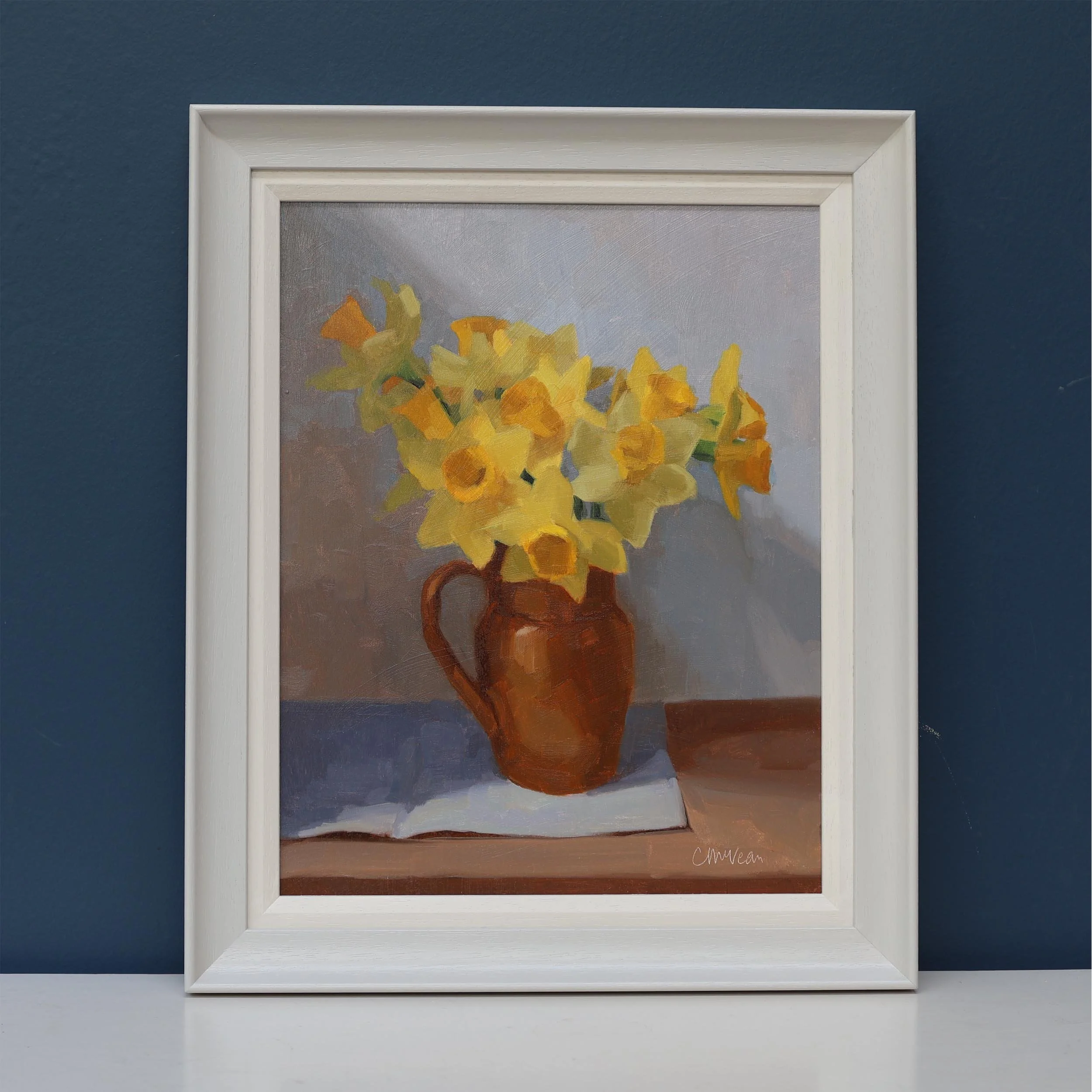 "Ochre glazed jug full of daffodils" by Catherine McVean