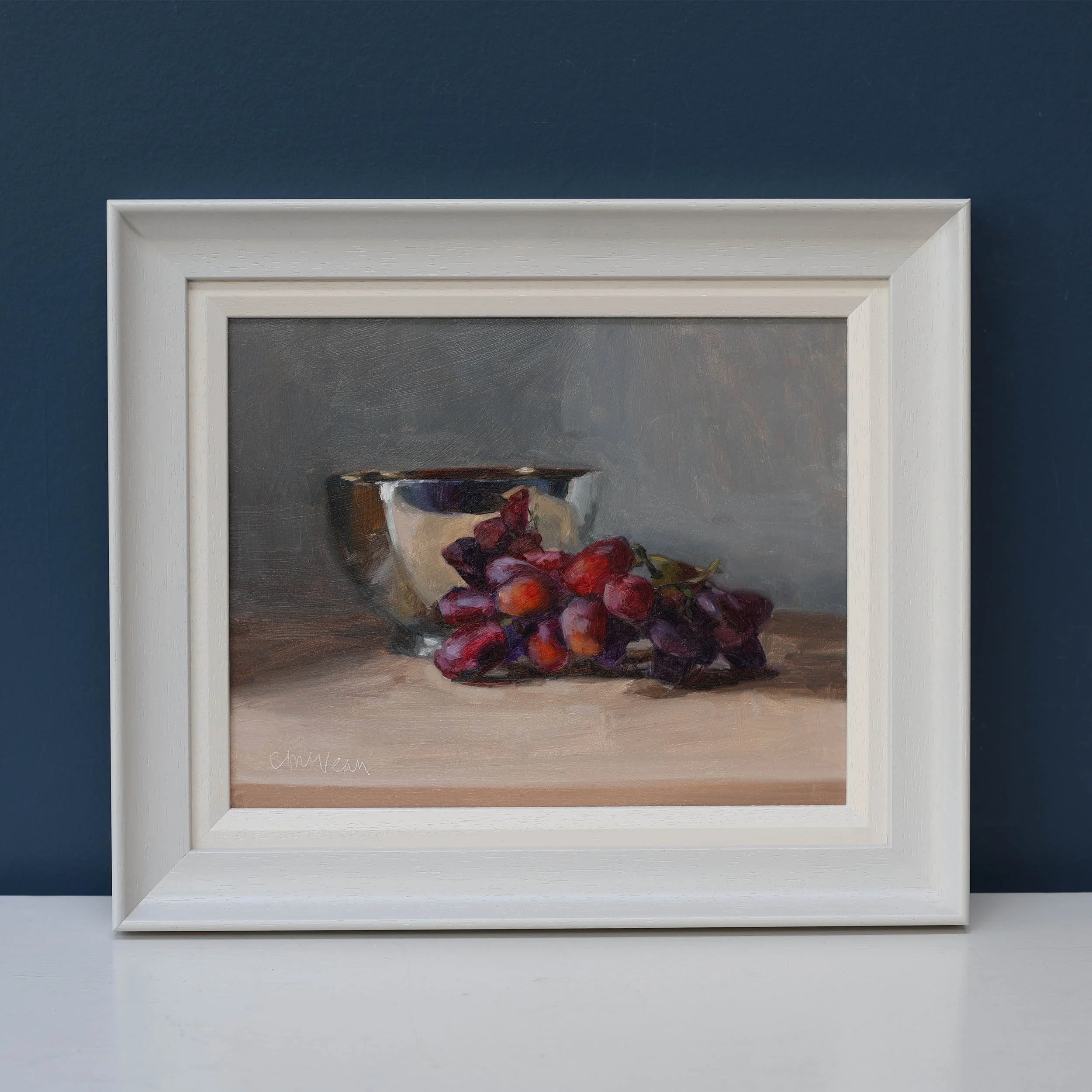 Painting of a Gold & silver bowl with grapes