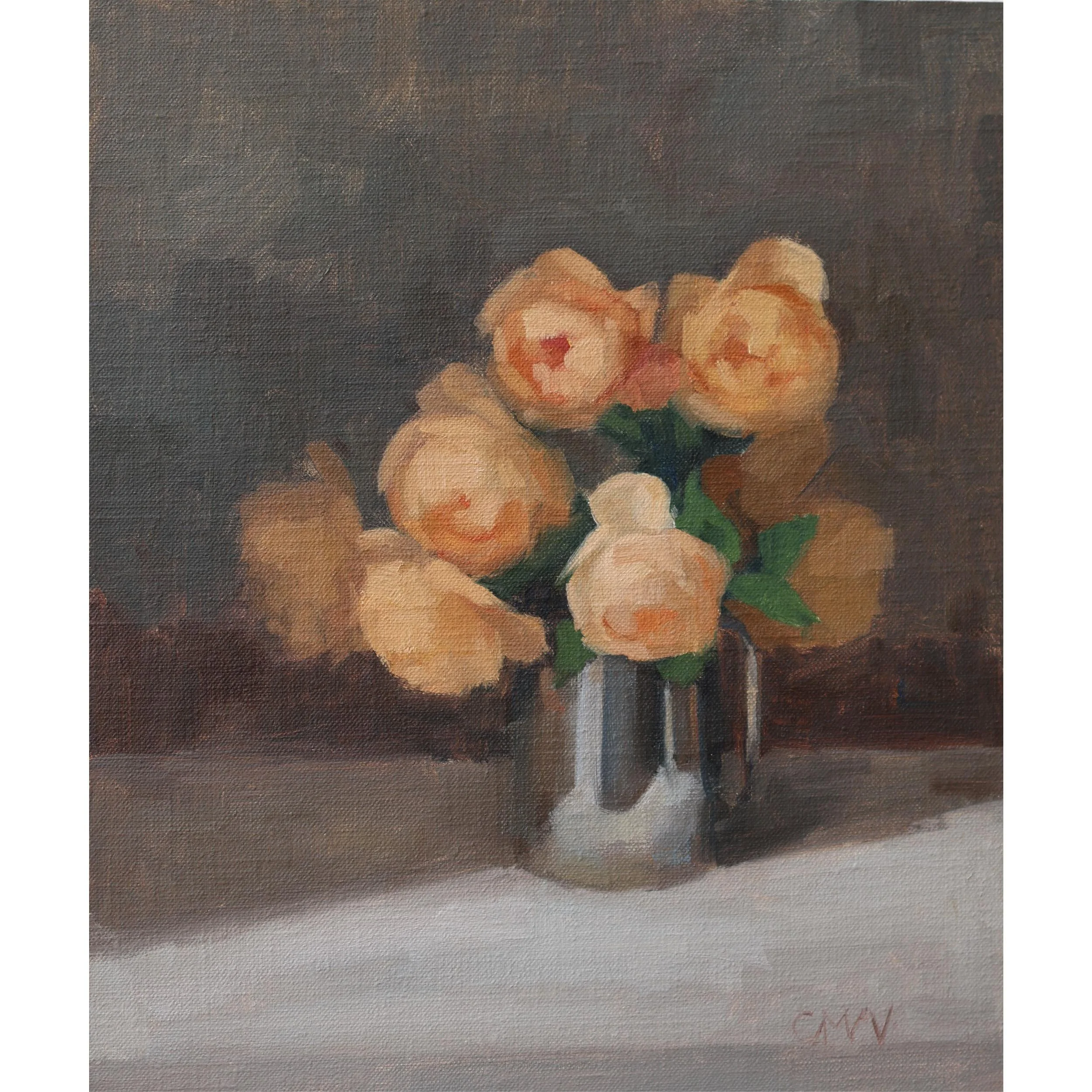Roses in a silver cup