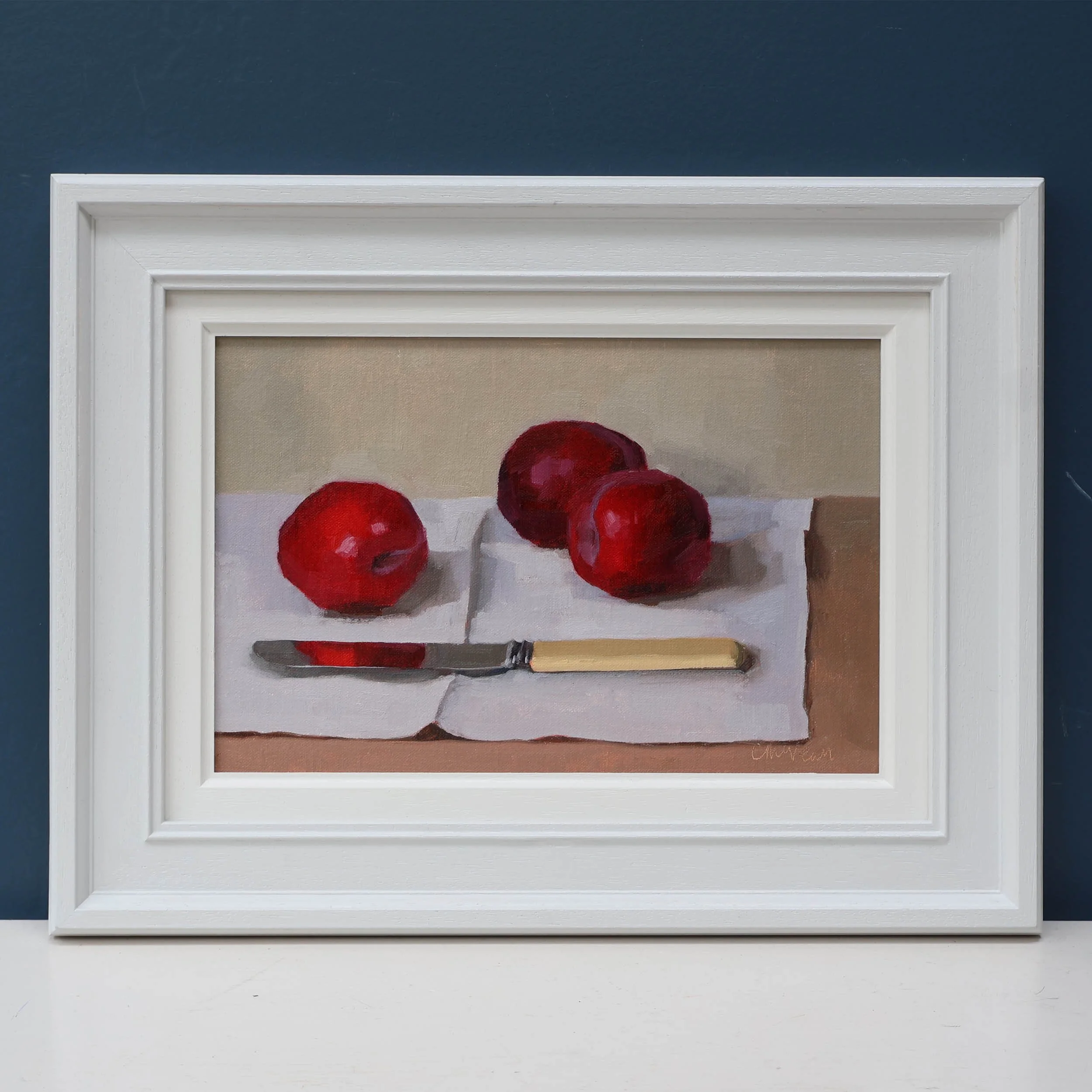 Market plums & knife painting framed