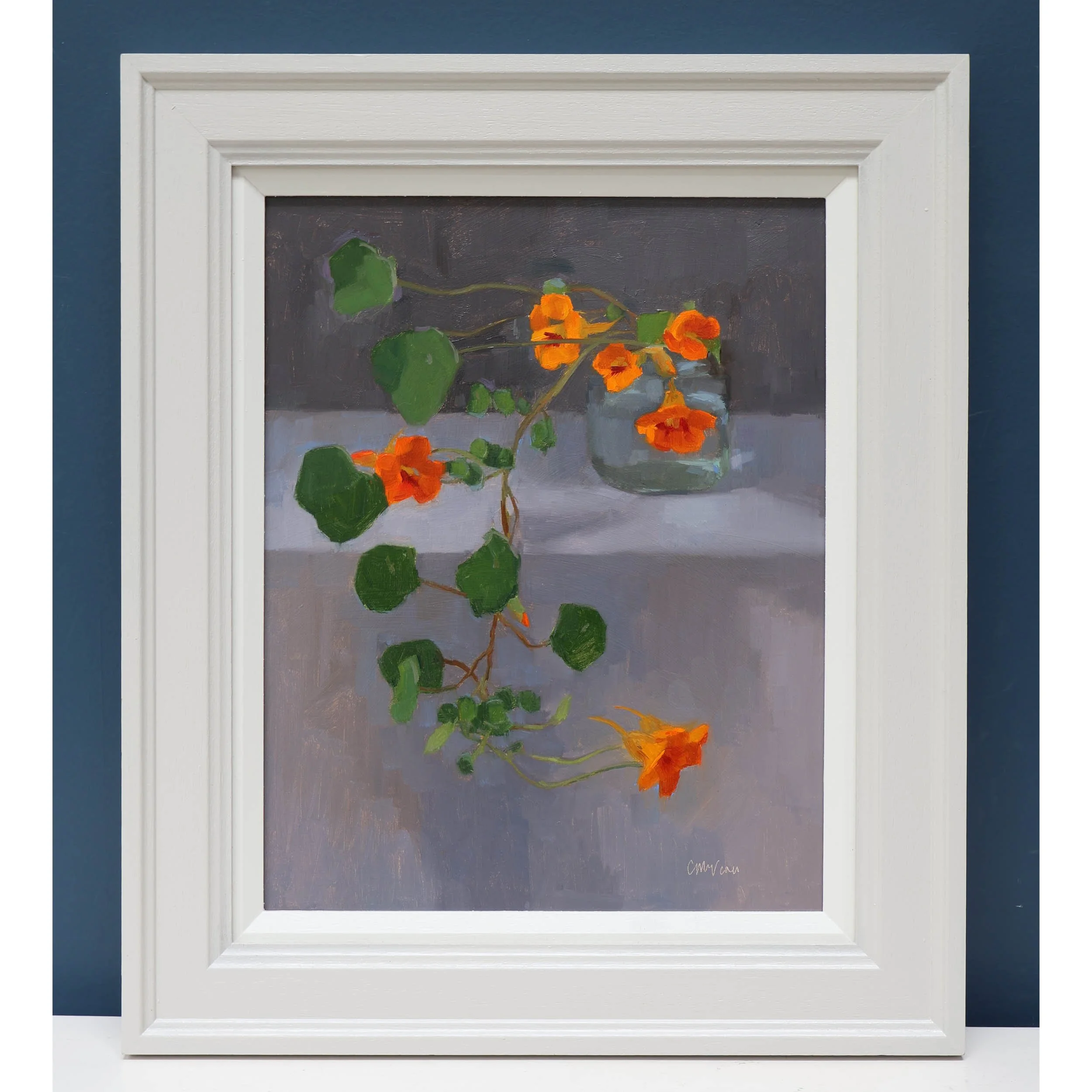 Trailing nasturtium framed painting