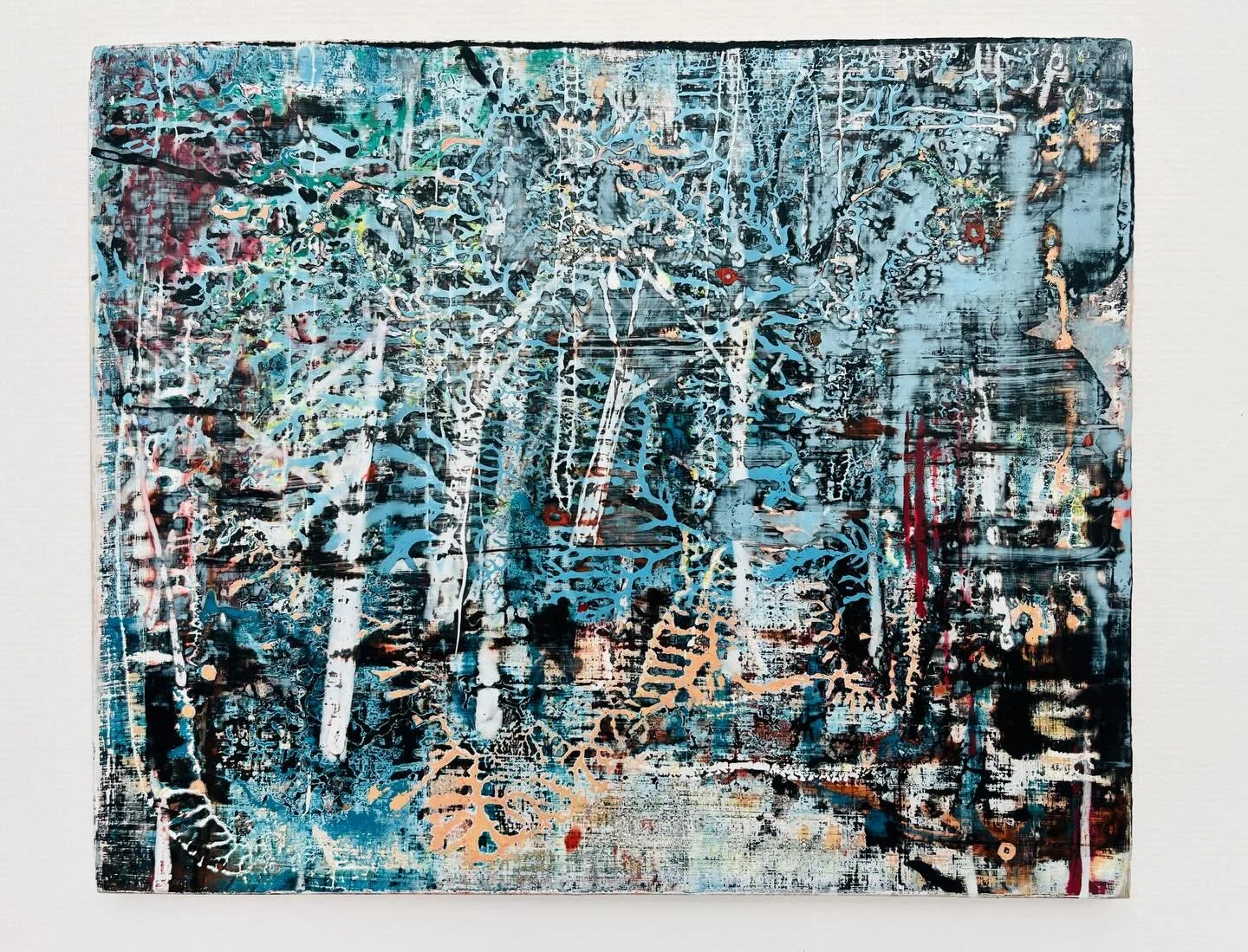 During lockdown I started making paintings at the kitchen table while the kids were doing and not doing their schoolwork. Rather than the big, messy things I was making in my studio, these were small studies, mostly made using acrylic paint, which me