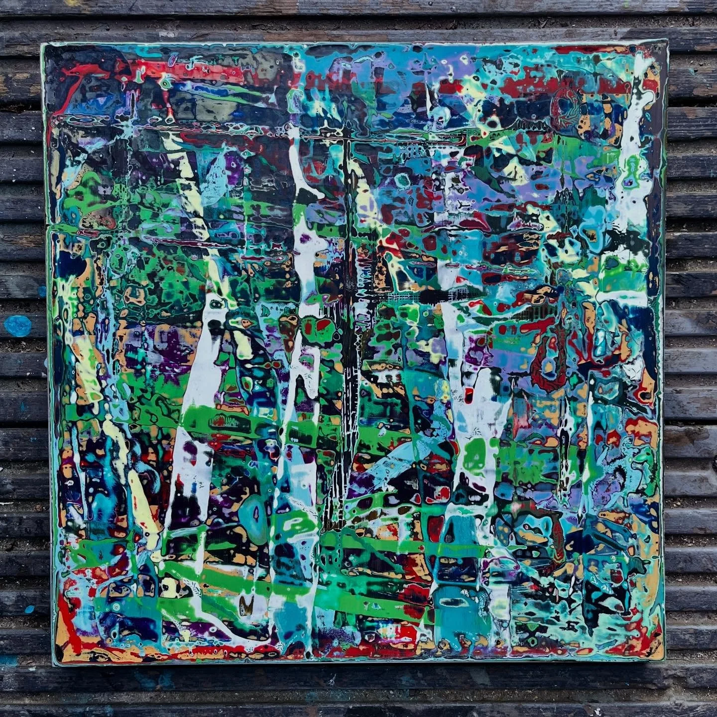 Quite a few pieces seemed to be ready for Phase 2 today - careful and gradual DESTRUCTION!&nbsp;

Turns out that I was wrong about most of them, but I think this one actually delivered on its promise. As ever, time will tell.

#abstractpainting #