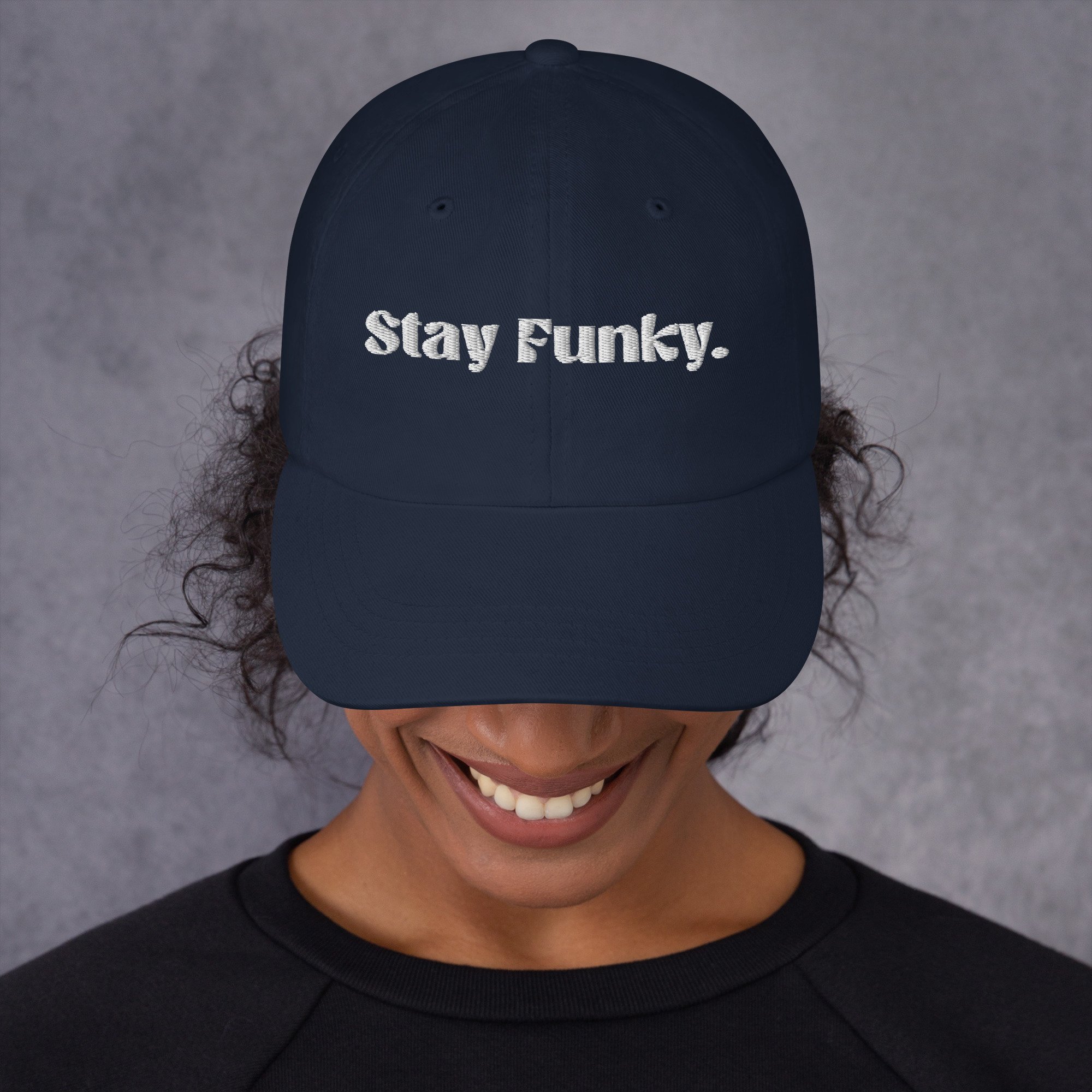 Stay Funky Dad Hat, Navy: front view
