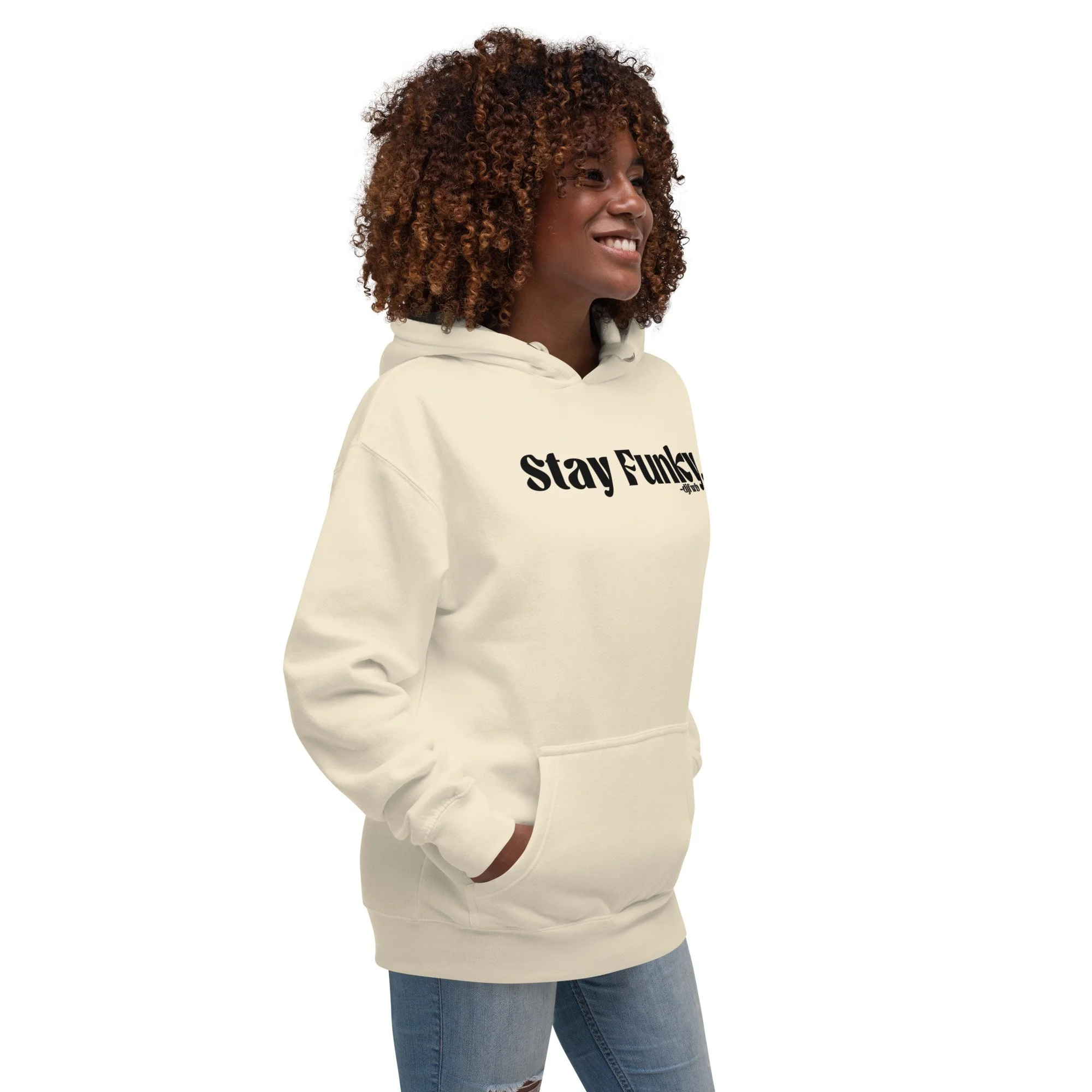 Secret Stash 2027 Hoodie, Bone: three-quarter view on model