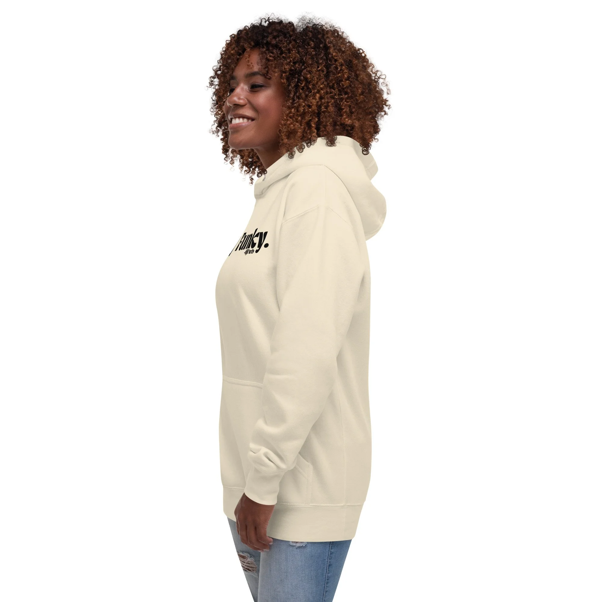 Secret Stash 2027 Hoodie, Bone: side view on model