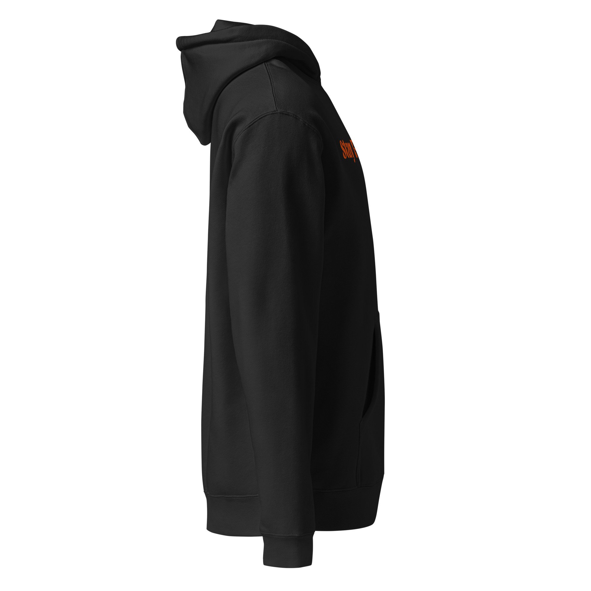 Right side of the black heavyweight hoodie