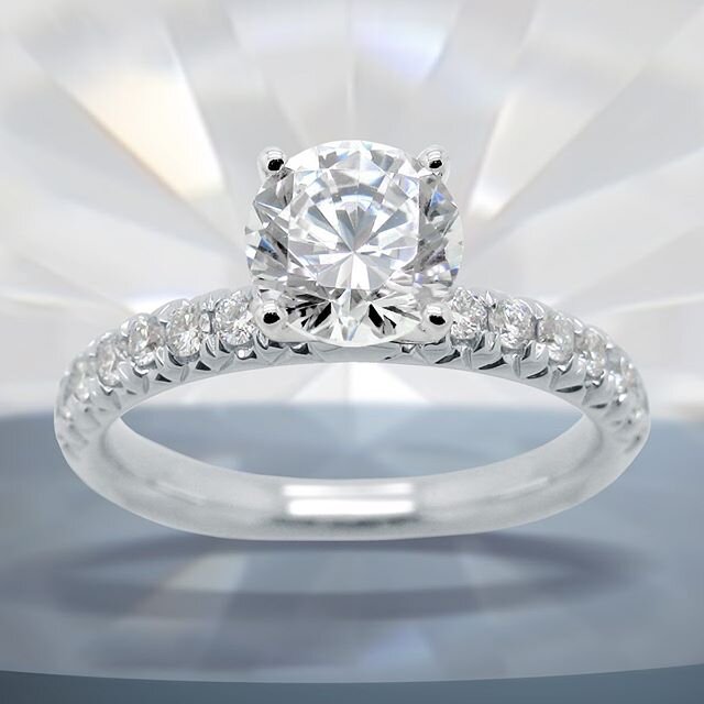 For the classic bride. Our exquisite semi mount design features 0.55ctw white diamonds, beautifully crafted in 18k white gold. Also available in rose and yellow gold. Visit our website to see our vast collection of semi mount jewelry. #houseofbaguett