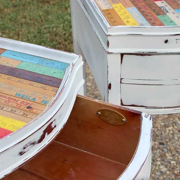 Upcycled Twin Yardstick Side Tables -- Yet Again!