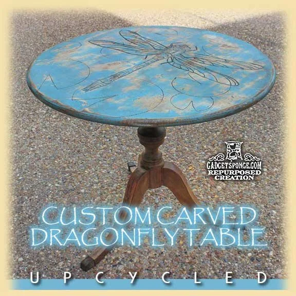 Custom Carved Dragonfly Table