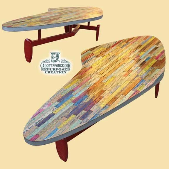 Atomic Yardstick Covered &amp; Redesigned Coffee Table