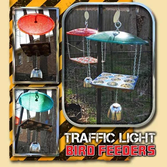 CAUTION!! -- Traffic Light Lens Bird Feeders