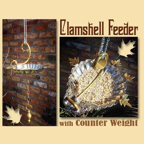 Silverplate Clamshell Bird Feeder with Counter Weight