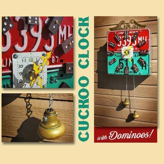 Upcycled License Plate &amp; Dominoes Cuckoo Clock