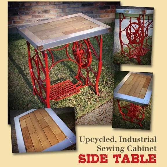 Upcycled Industrial Sewing Cabinet Side Table