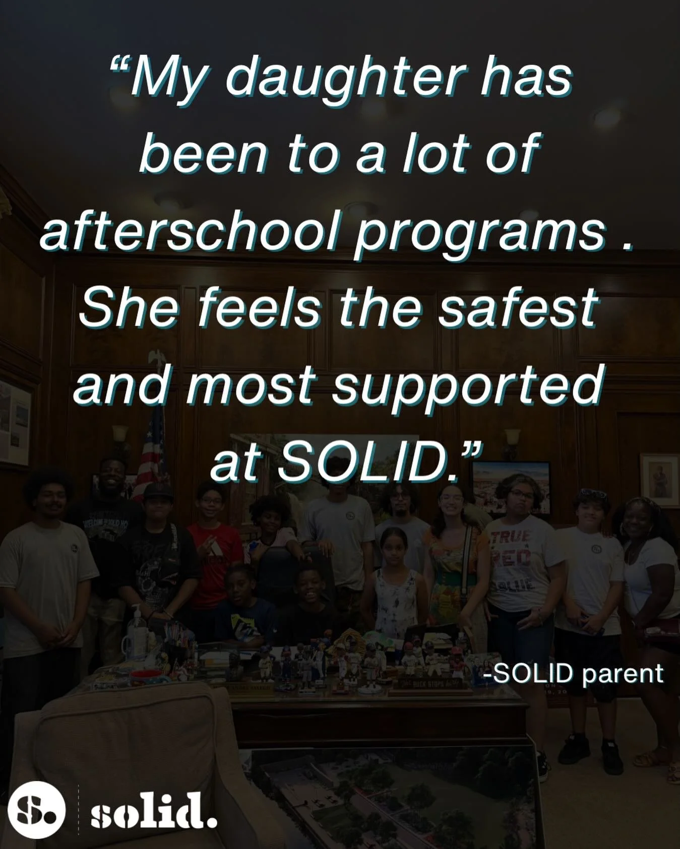 Providing a safe space for our children is a duty that SOLID doesn&rsquo;t take lightly. In return , we get #testimonials like this . Thank you to the parents who work with us , the young scholars who confide in us, and you for being with us during t