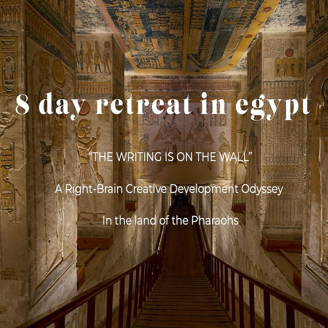 🌟 Embark on a once-in-a-lifetime 8-day retreat, &quot;THE WRITING IS ON THE WALL&quot; - 
A Right-Brain Creative Development Odyssey in the captivating land of the Pharaohs. 🏛️✨

🔒 Limited numbers, this exclusive retreat will be unveiled next week