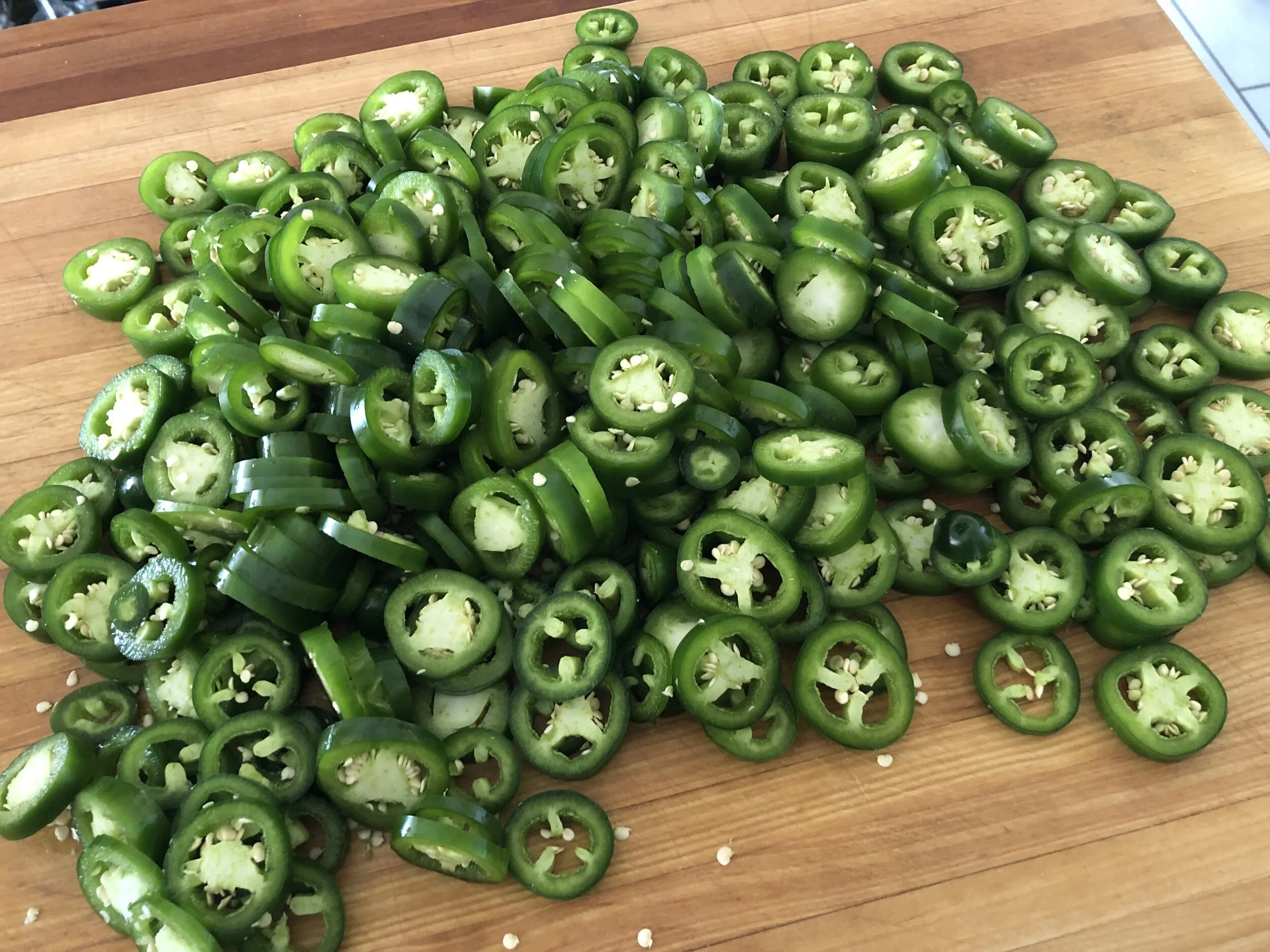 Unfortunately the pickled peppers won’t be this beautiful shade of green….