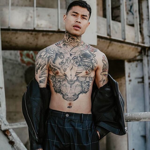 Model @adampu wearing @armaniexchange trousers in his latest shoot. Shirts are debatable when the pants and tattoos are so fire. 
Styled by @thestellynation 
Photography @sheriangeles