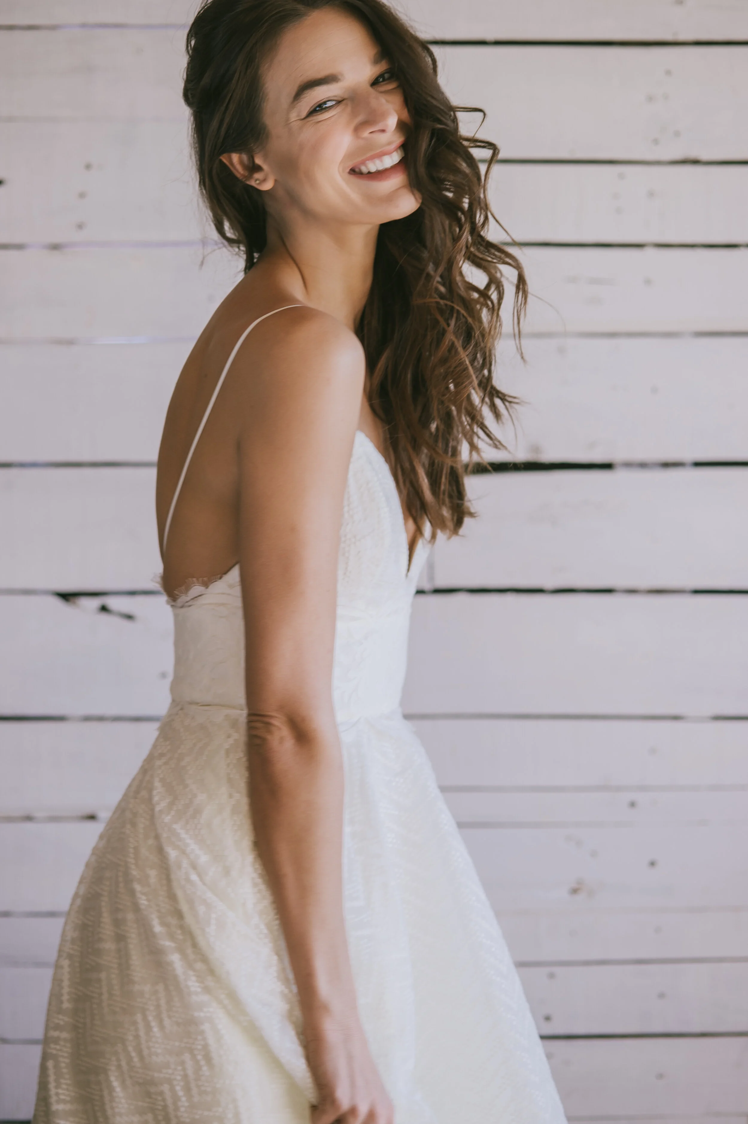 Loulette Bride Casablanca Gown in embroidered organza with lace and pockets . Wedding dress and bridal made in Brooklyn, New York