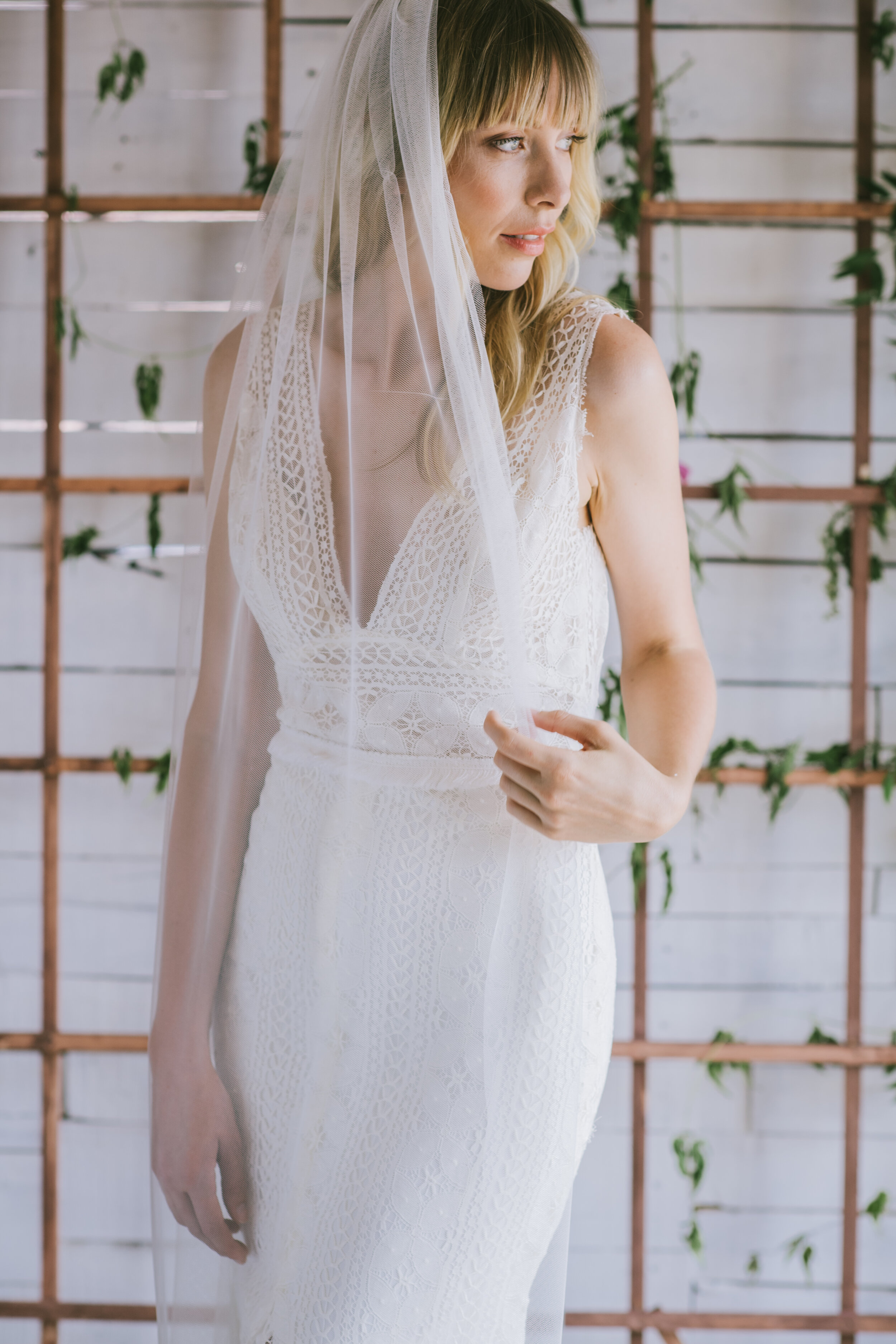 Loulette Bride Charlie cathedral Veil in solid tulle. Wedding dress and bridal made in Brooklyn, New York