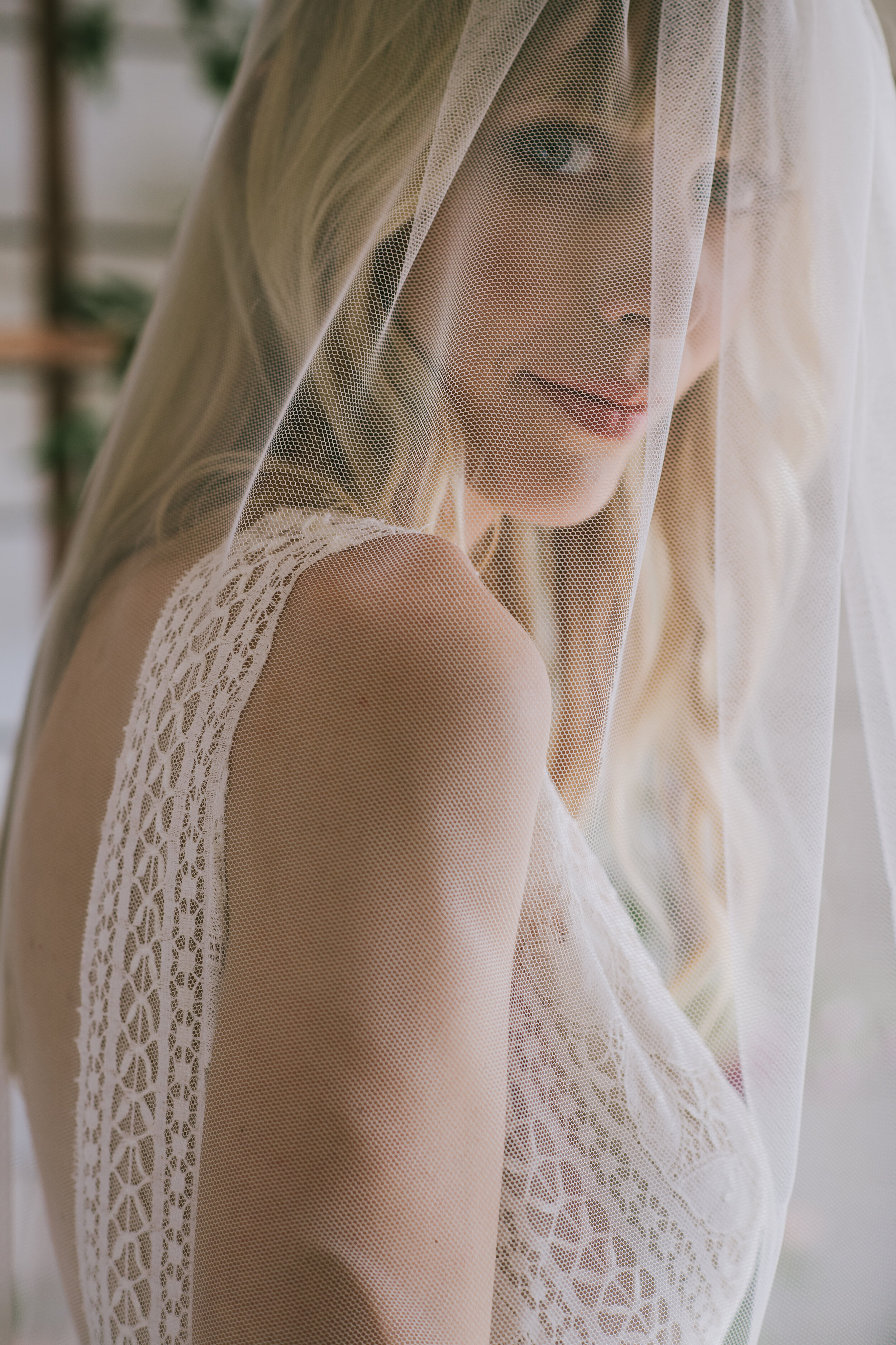 Loulette Bride Charlie cathedral Veil in solid tulle. Wedding dress and bridal made in Brooklyn, New York