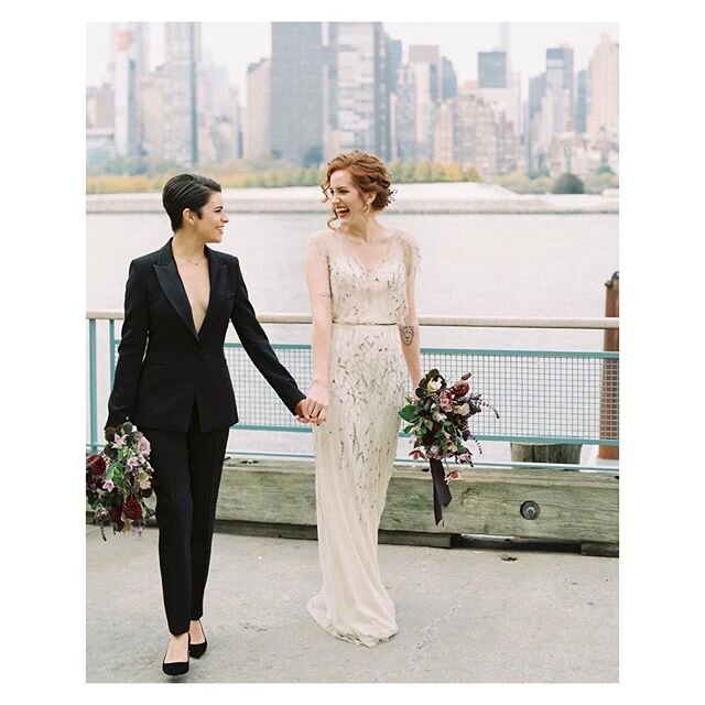 We are so honored to work in the business of love. And that love knows no color, no gender, no bounds. Love is love is love is love. Happy pride weekend, y&rsquo;all 🌈 #happypride #loveislove #marriageequality 🖤 PS Pictured is  #ludlowgown and she&