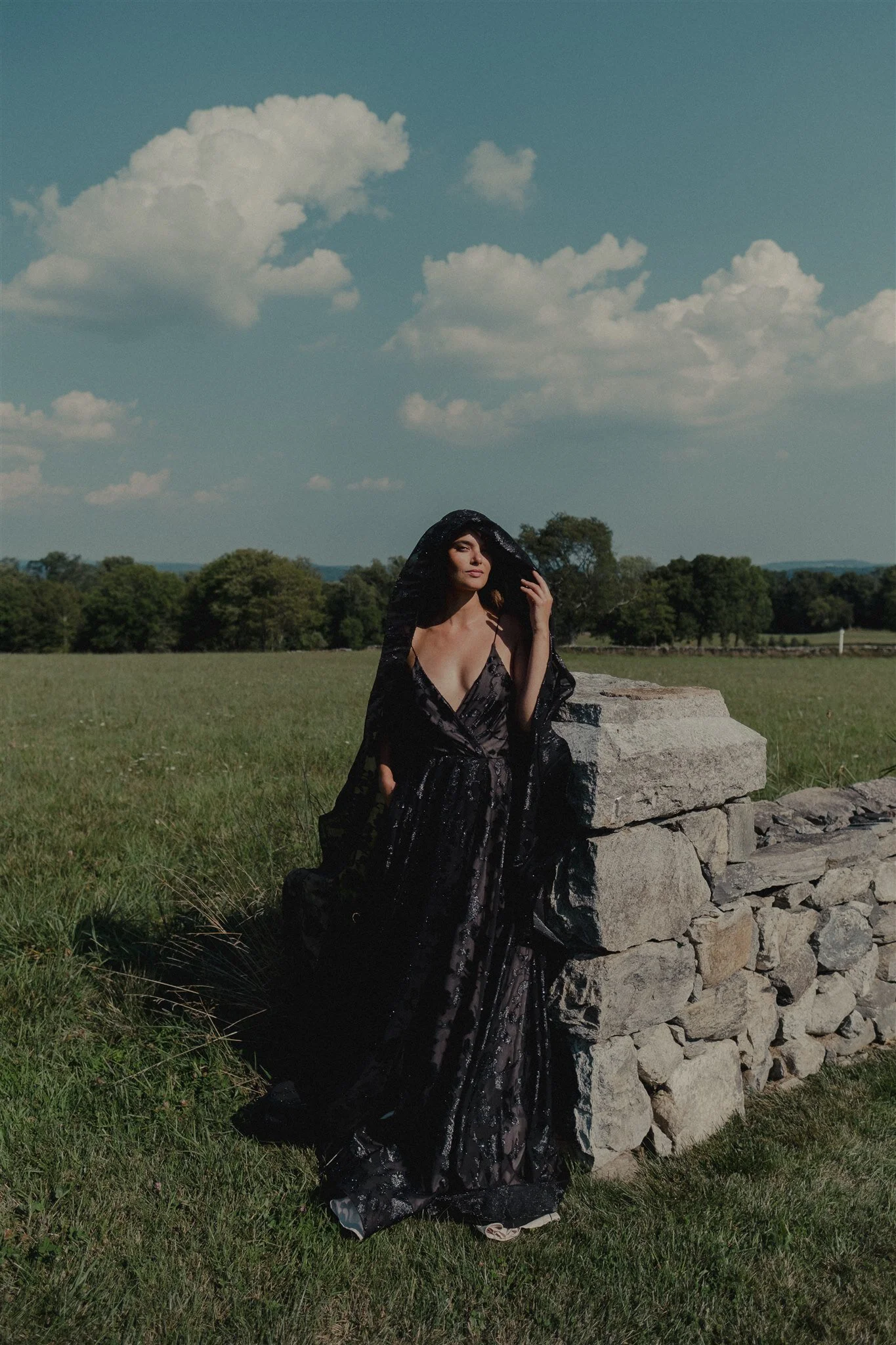 Black Boho Spaghetti Strap Bridal Gown - Stevie Gown  Loulette Bride