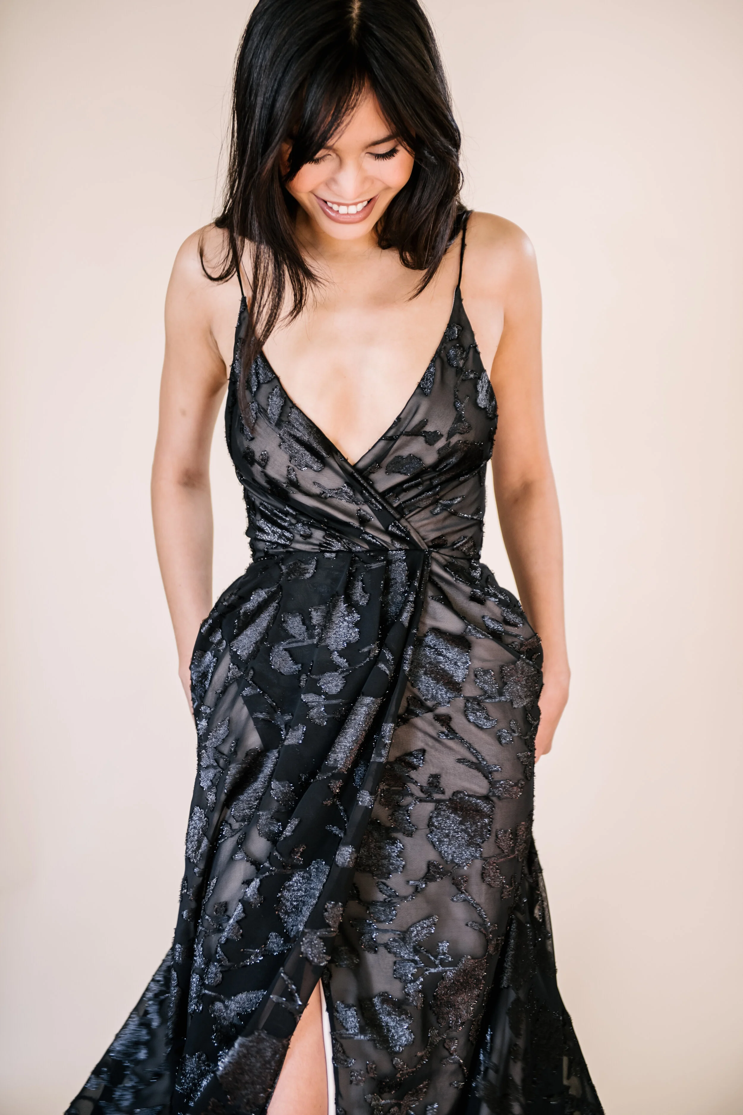 black wedding dress with slit