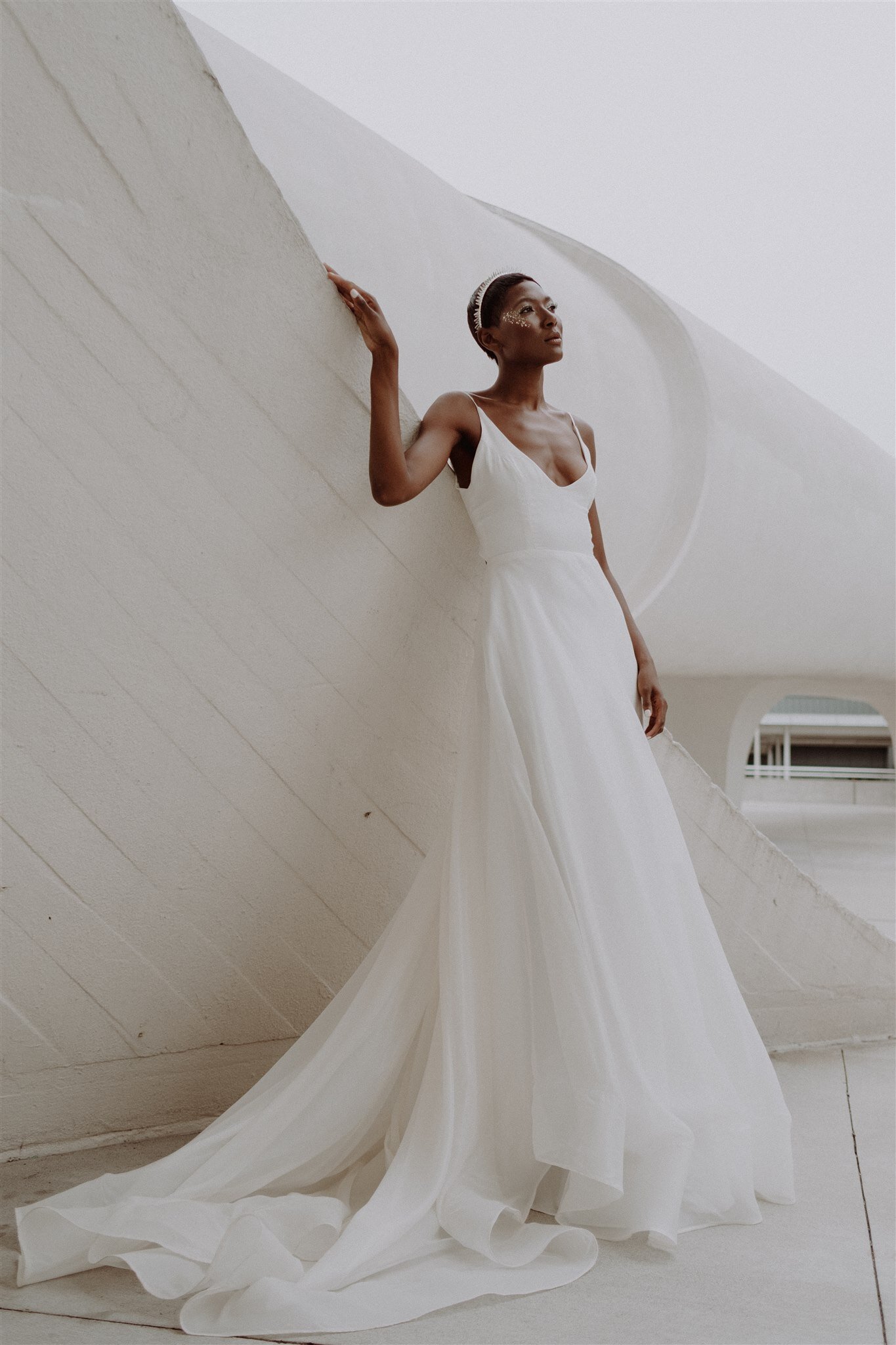Rounded V-Neck Silk Organza Bridal Gown - Maya Gown | Loulette Bride —  Loulette Bride