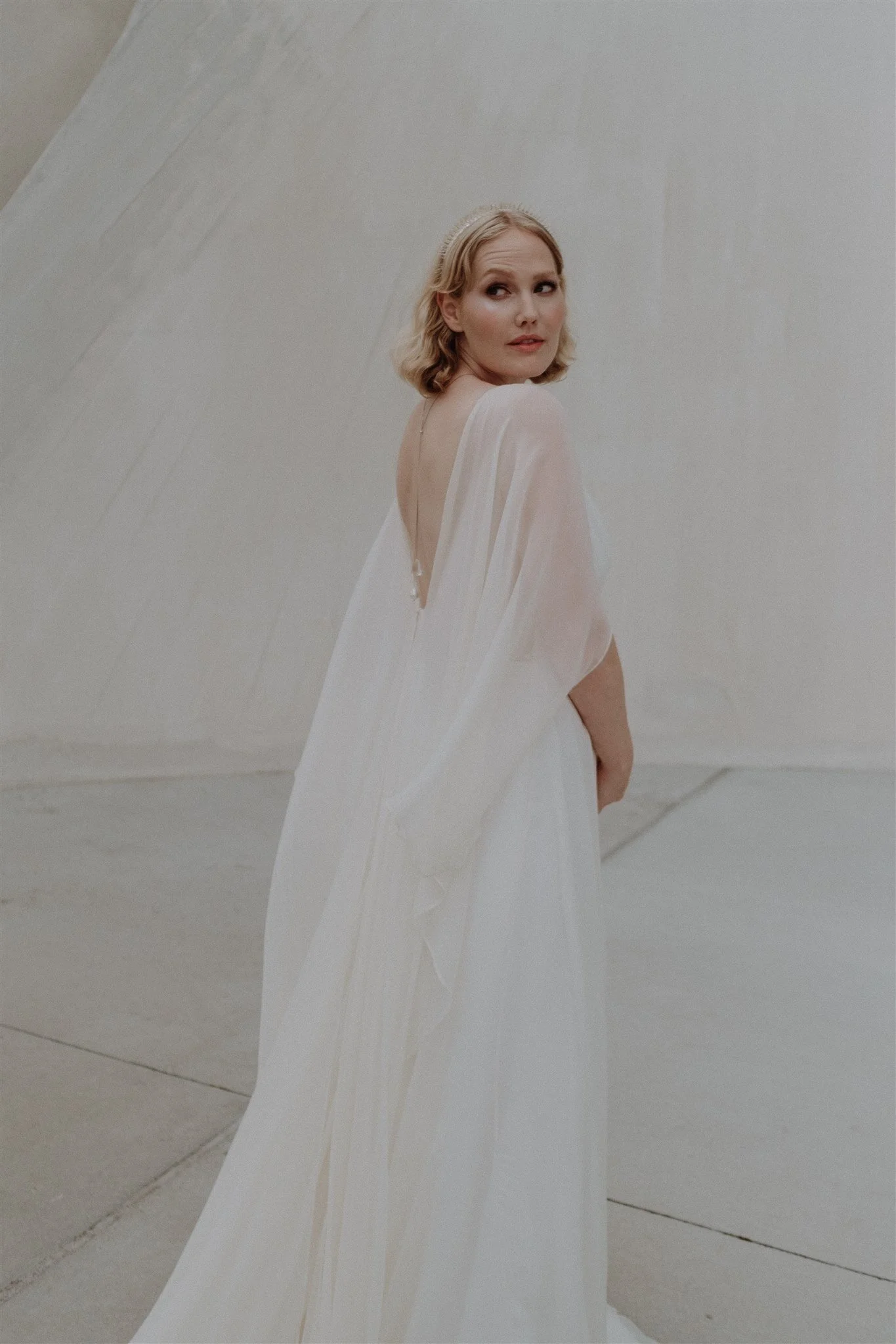 white christmas dresses Boho Casual Silk Chiffon Slip Wedding Dress with Draping main image 0