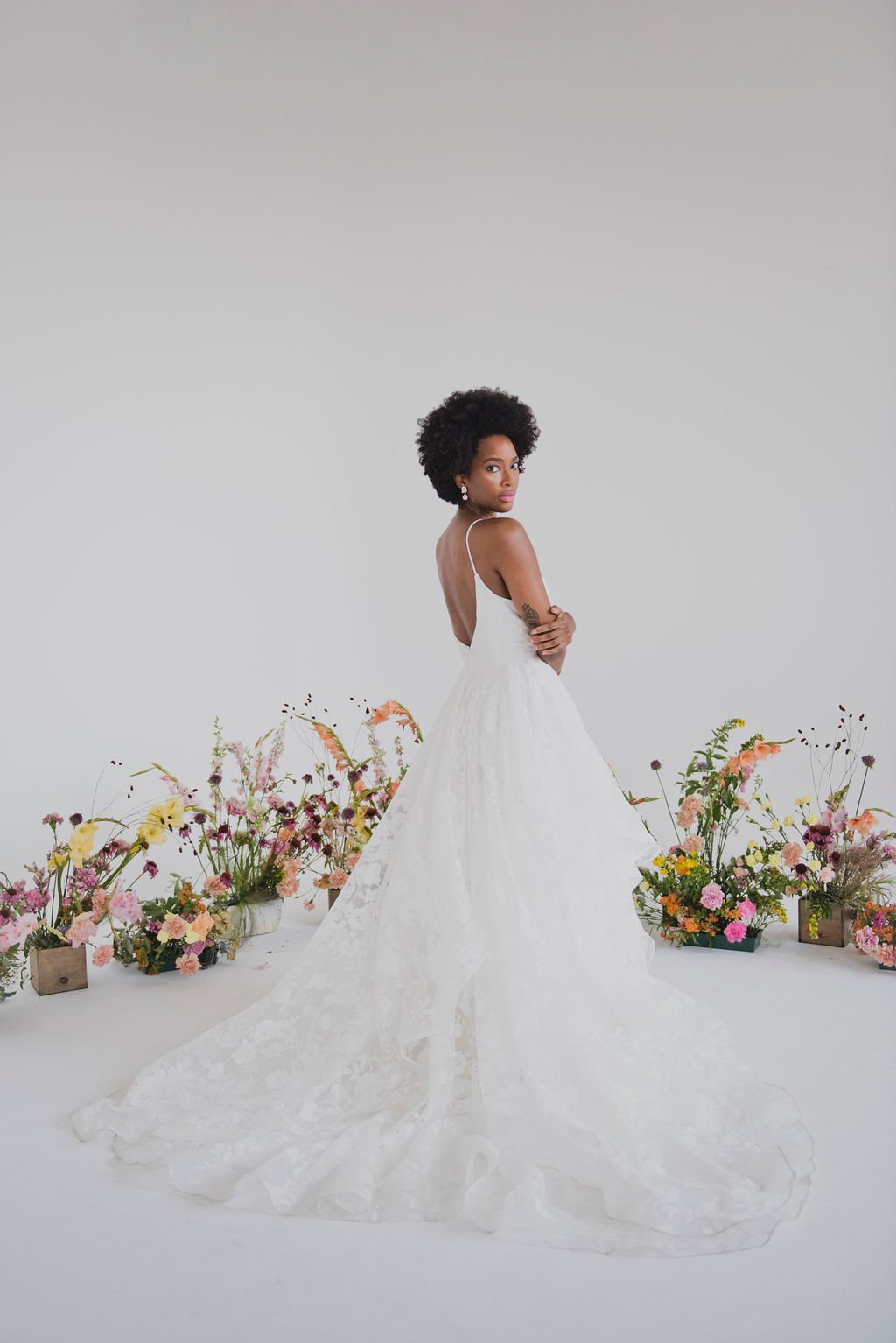 Floral Sustainable Wedding Gown with Ruffle Skirt – Natalie Gown ...