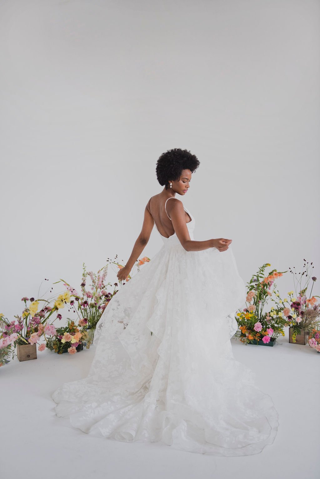 Floral Sustainable Wedding Gown with Ruffle Skirt – Natalie Gown ...
