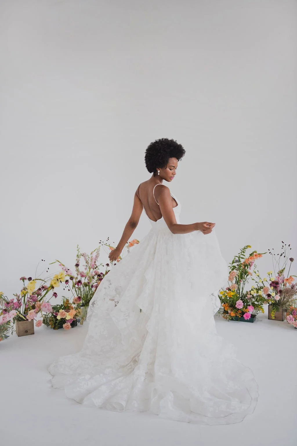 Floral Sustainable Wedding Gown with Ruffle Skirt  Natalie Gown  Loulette Bride