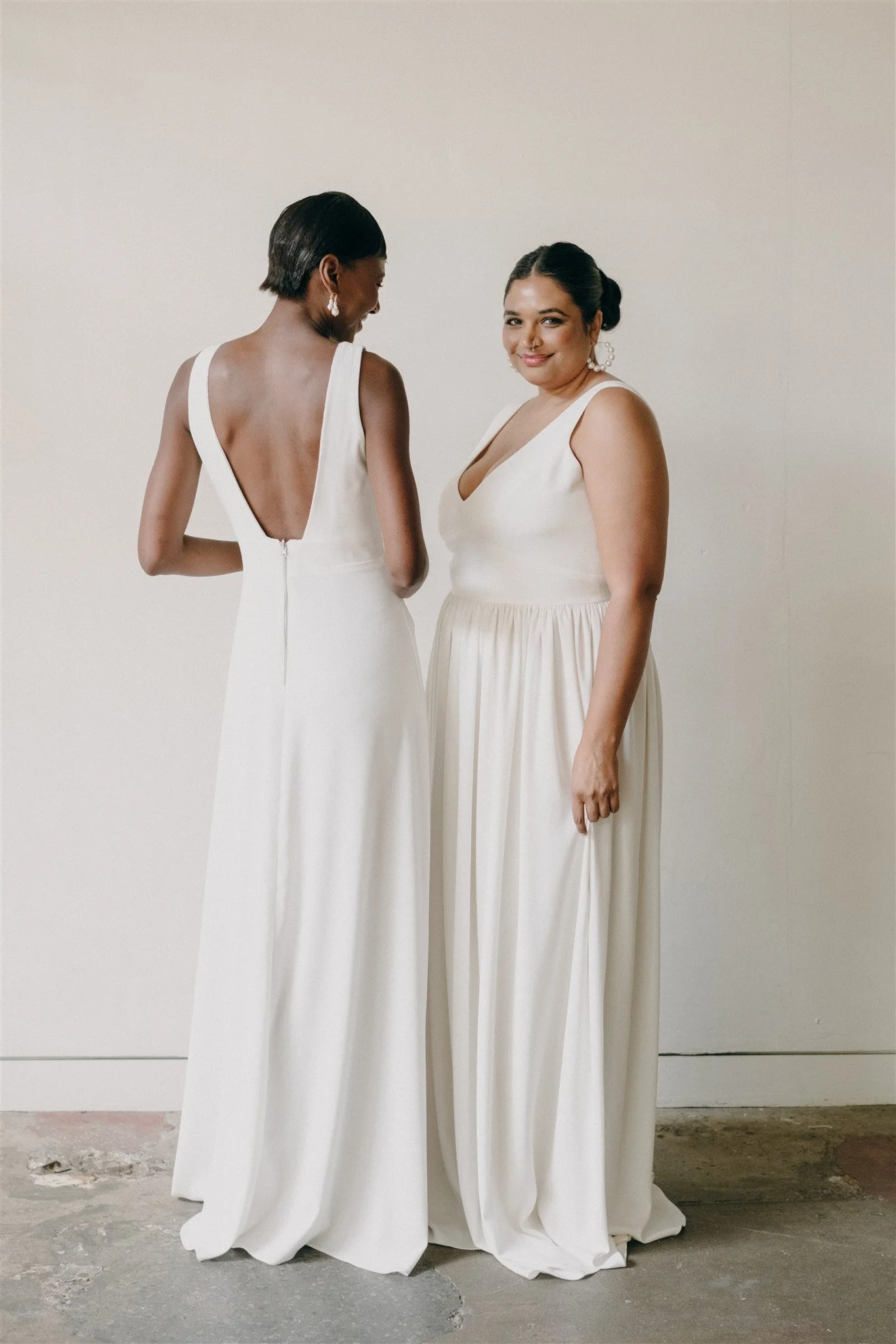 Minimal Crepe and Gold Metallic Reversible Wedding Dress - Virgo Gown   Loulette Bride