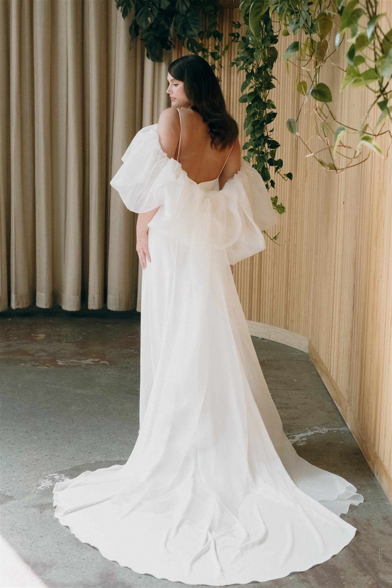 open lace back dress Bishop sleeve ivory wedding dress topper – Tulip Bridal