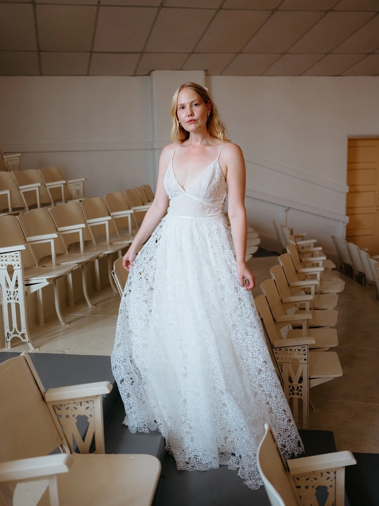 JAMES | Looking for the sweetest summer wedding dress? James is your girl. Kind of like a bridal sundress, James is effortless, whimsical, and the perfect amount of fancy-pants. Created with our fun embroidered floral laser-cut organza, James has inc