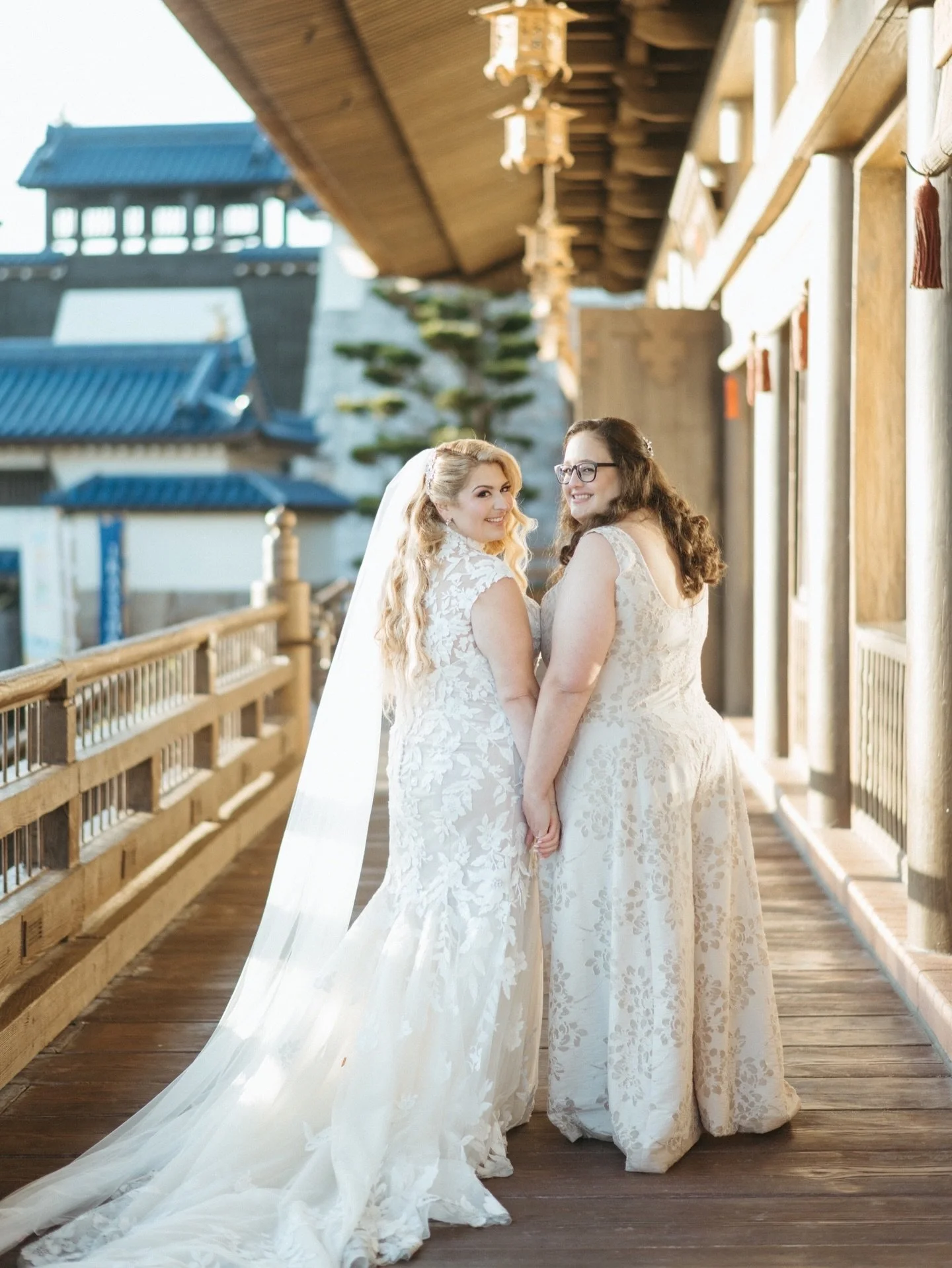 From gown to jumpsuit. #realloulettebride Francesca made our Rochelle gown uniquely hers for her Disney wedding day🤍✨