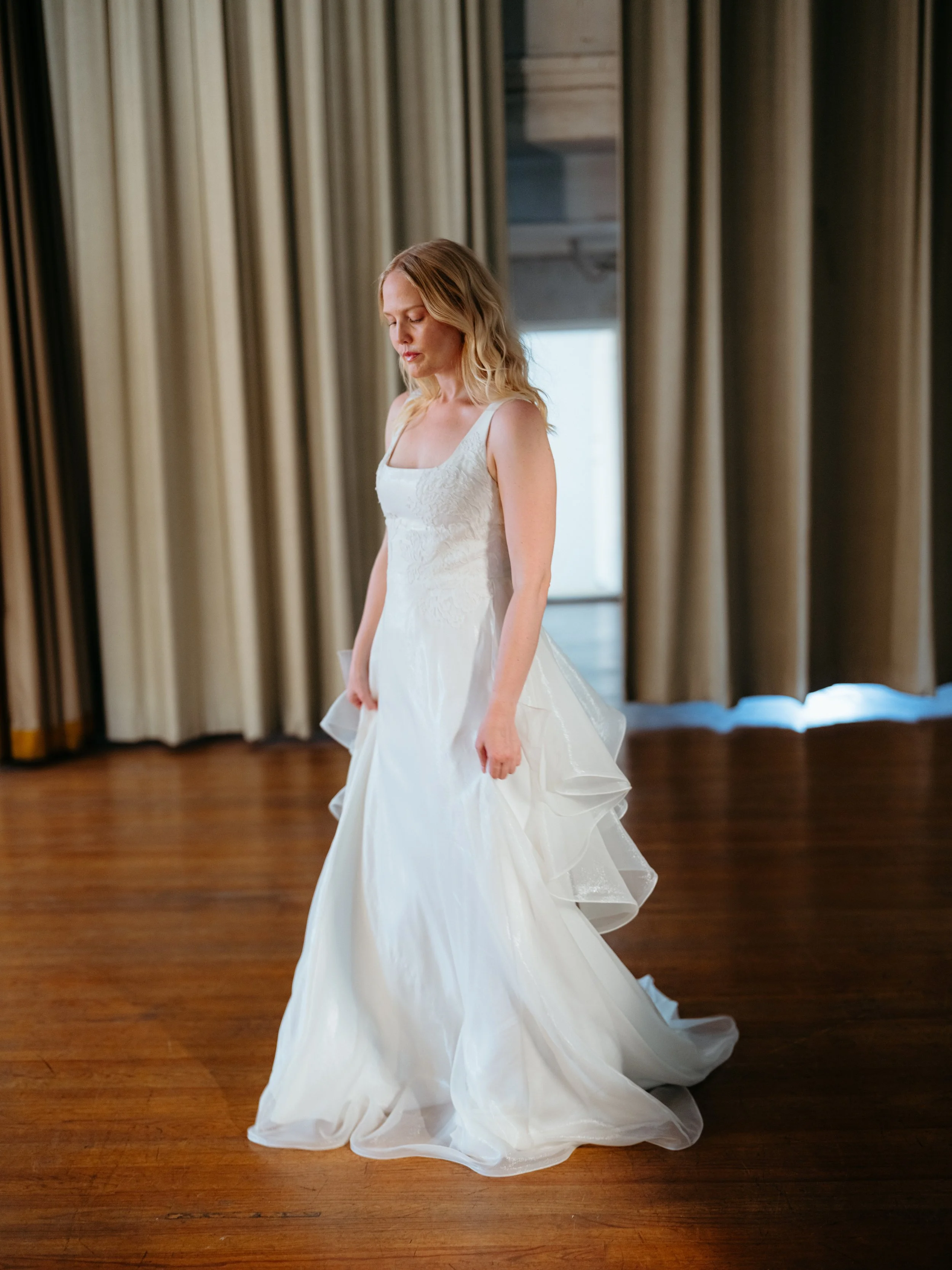 open lace back dress Organza Strap A Line Wedding Dress main image 0