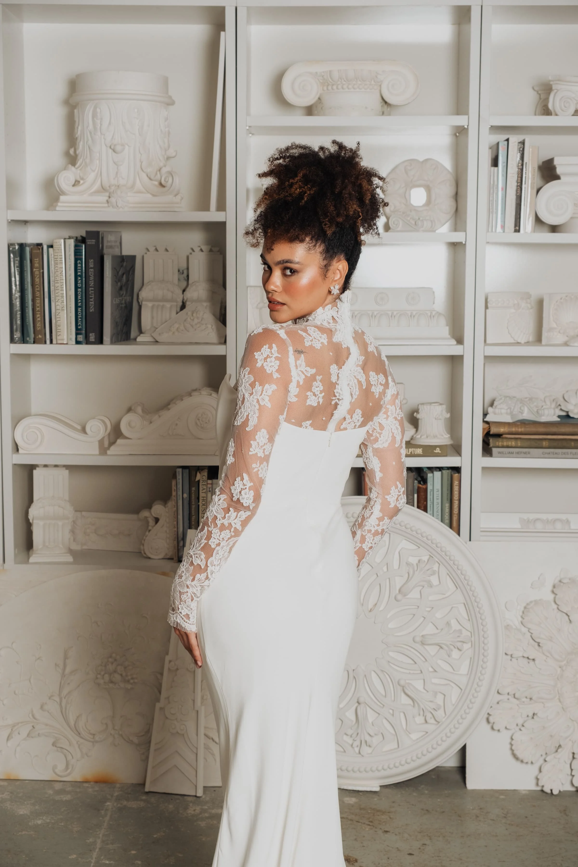 fitted lace wedding dress Red Long Sleeve Lace Gown (#Bella) main image 1