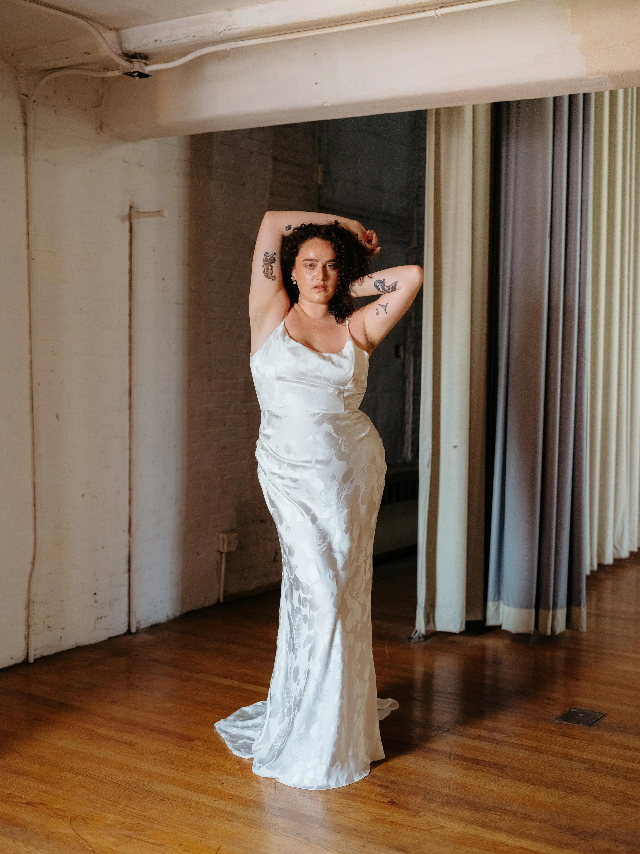 slim fit dress slacks Stretch Spandex Wedding Dress,Simple Fit and Flare Wedding Dress,WD00623, US14W / Champagne