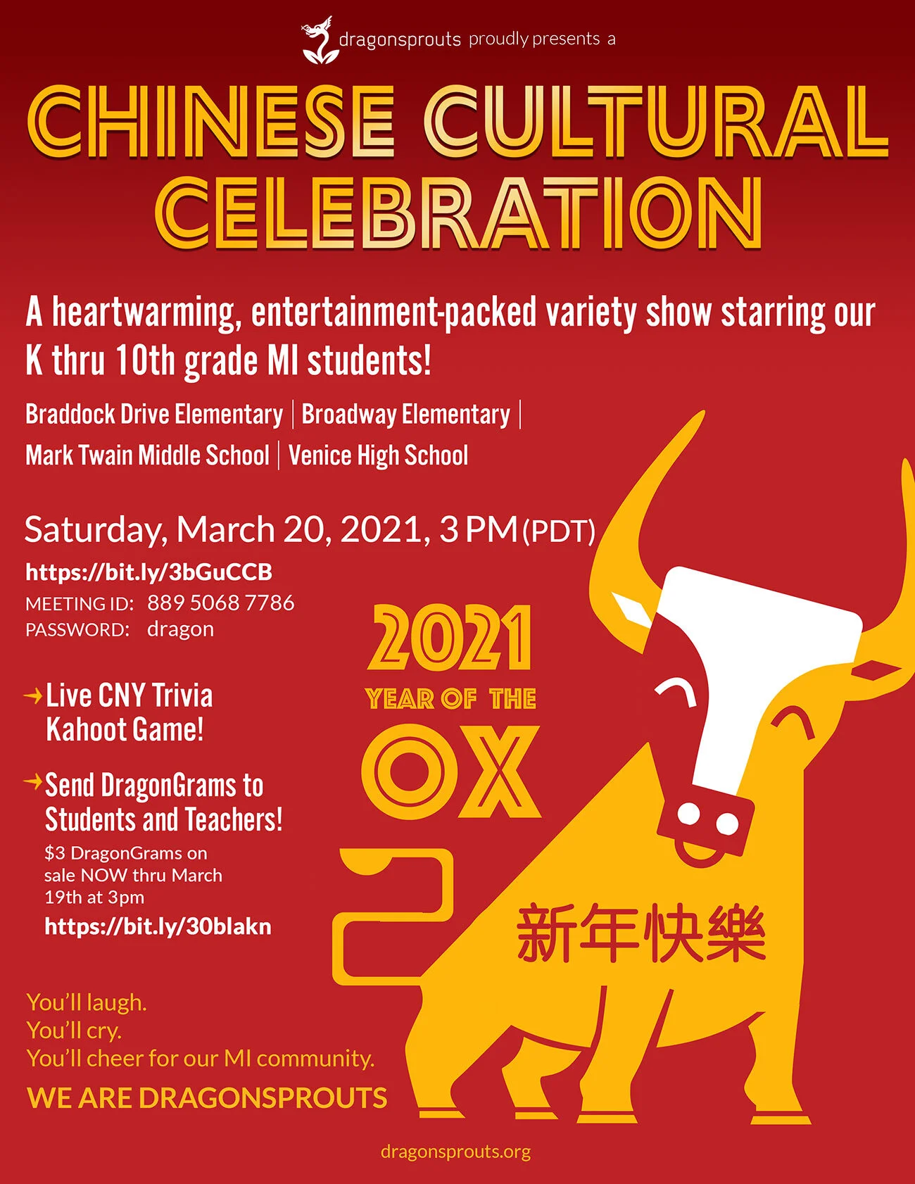 Annual Chinese Cultural Celebration Hosted By Dragonsprouts Dragonsprouts